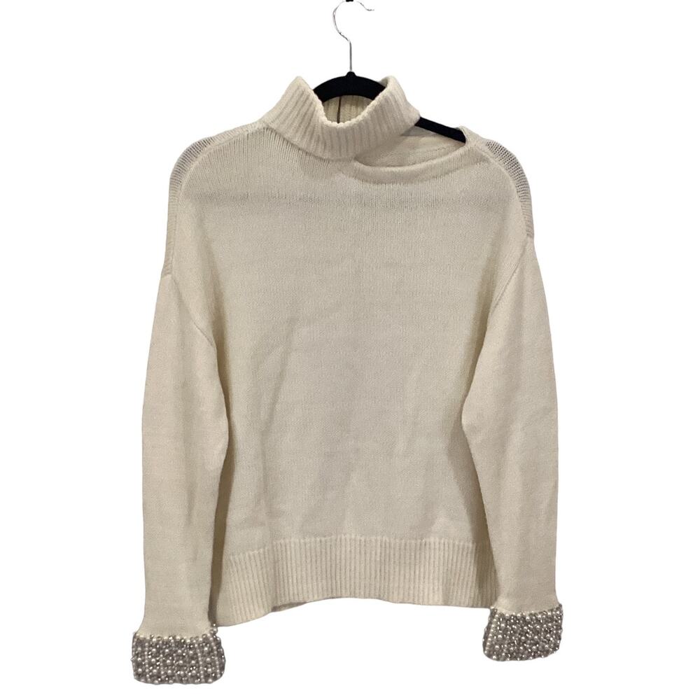 Alice‎ + Olivia Gemini Turtleneck Sweater Wool Blend Knit Soft White Size Small - Picture 2 of 14
